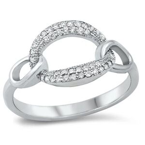 Sterling Silver CZ Ring – Chain Link Design - 7 and 8